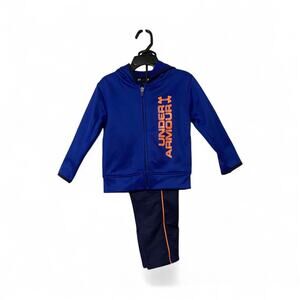Under Armour Boys Blue Orange Long Sleeve Zip Track Jacket Pant Set 2T